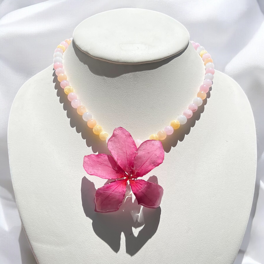 Collar Plumeria Rosa