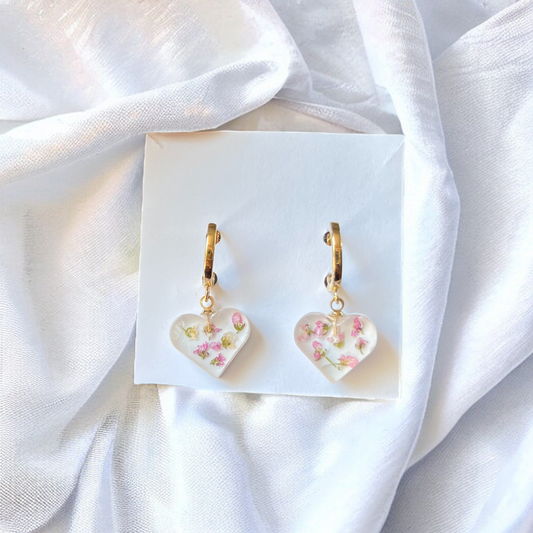 ARETES "Corazón Blanco"